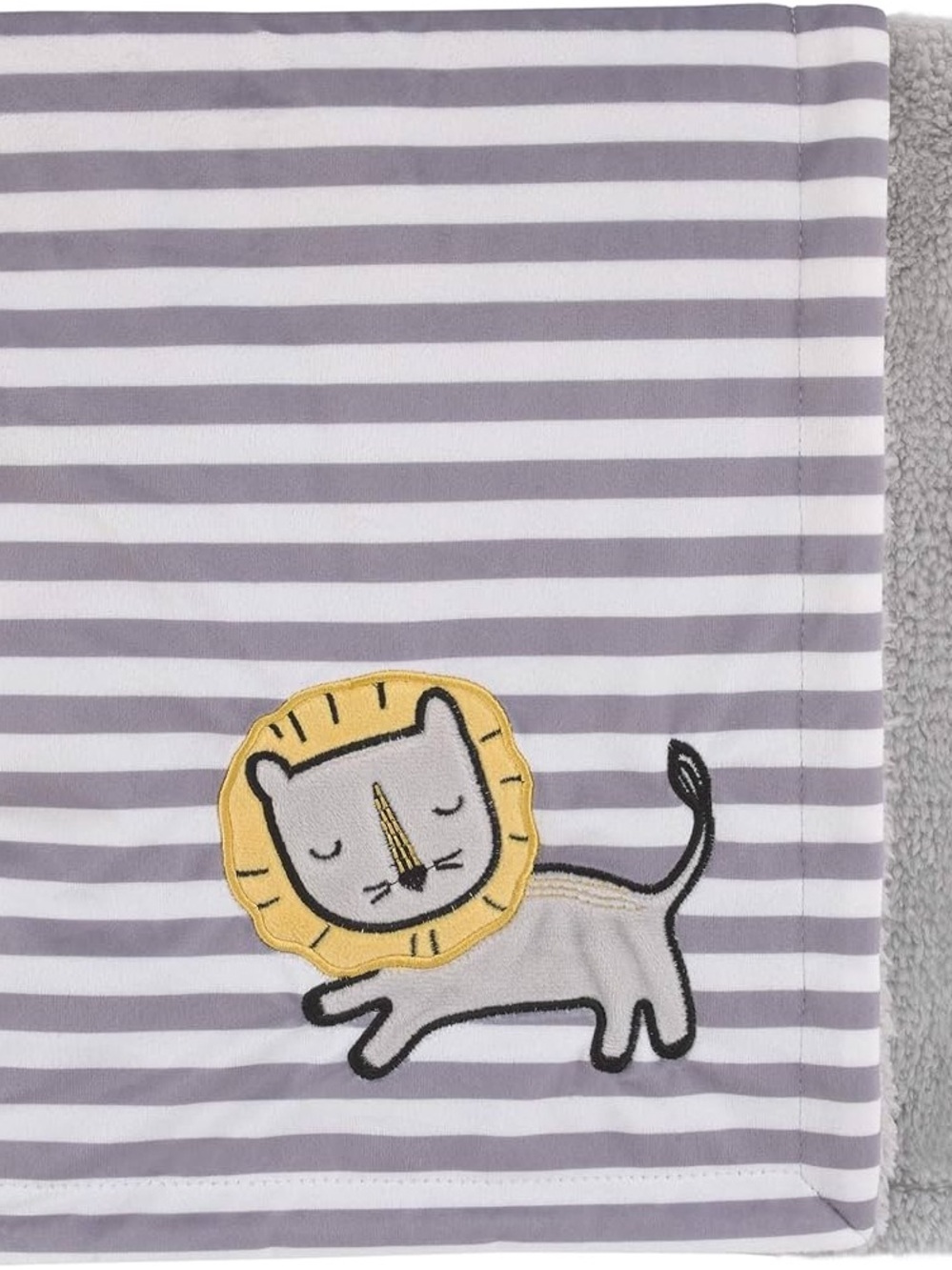 NoJo Little Love Striped Gray & White Baby Blanket with Lion like new